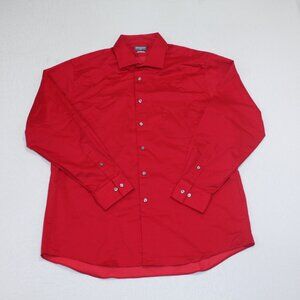 Van Huesen Red Casual Button Down Shirt Flex Cool Collar Slim Size 17